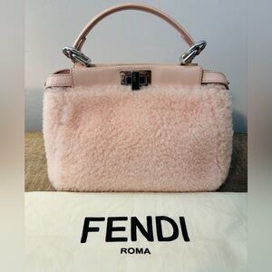 Fendi Peekaboo Mini Shearling Blush Pink Bag & Crossbody